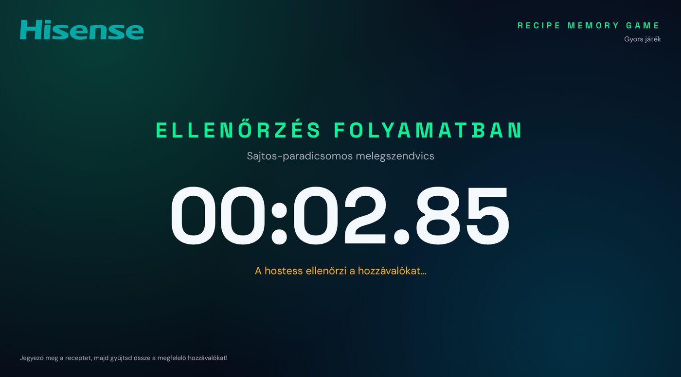 TV: megállított idő, ellenőrzés folyamatban.