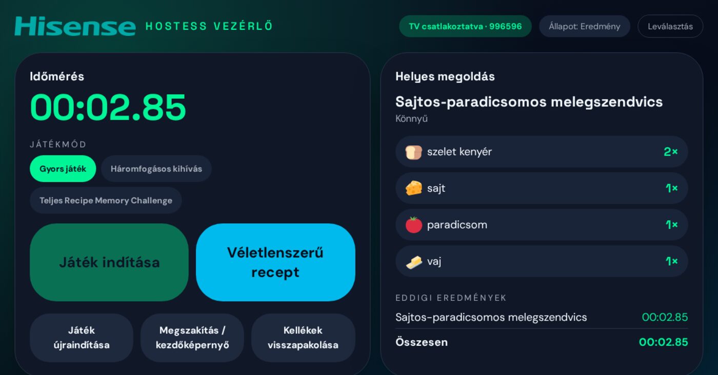 iPad: új kör indítása vagy kellékek visszapakolása.